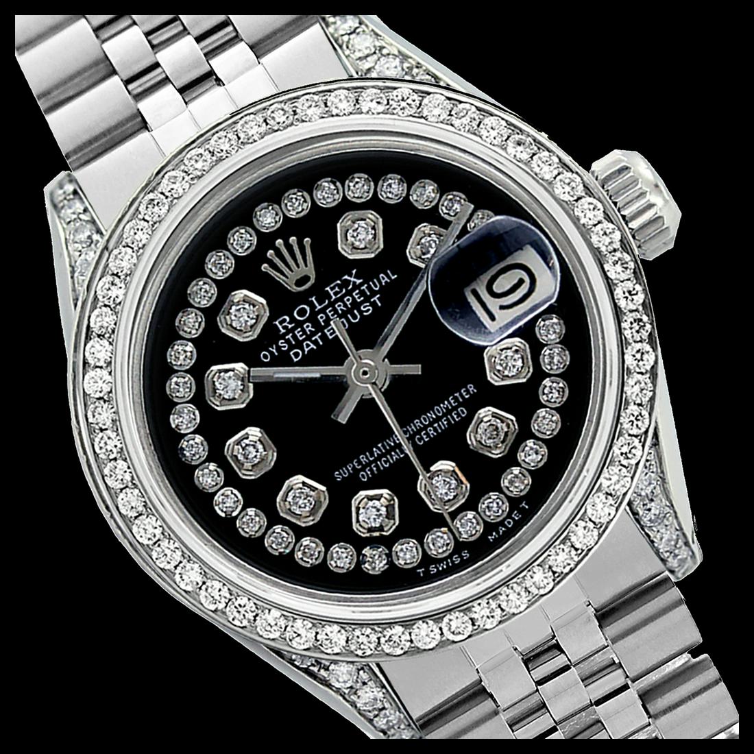 Rolex Ladies Stainless Steel, Diamond Dial & Diamond: REF-449W7H ---- Rolex Ladies Stainless Steel, Diamond Dial & Diamond Bezel, Sapphire Crystal This watch is in Excellent Condition. Newly serviced & Polished to Factory specifications. Prepetual, Self-