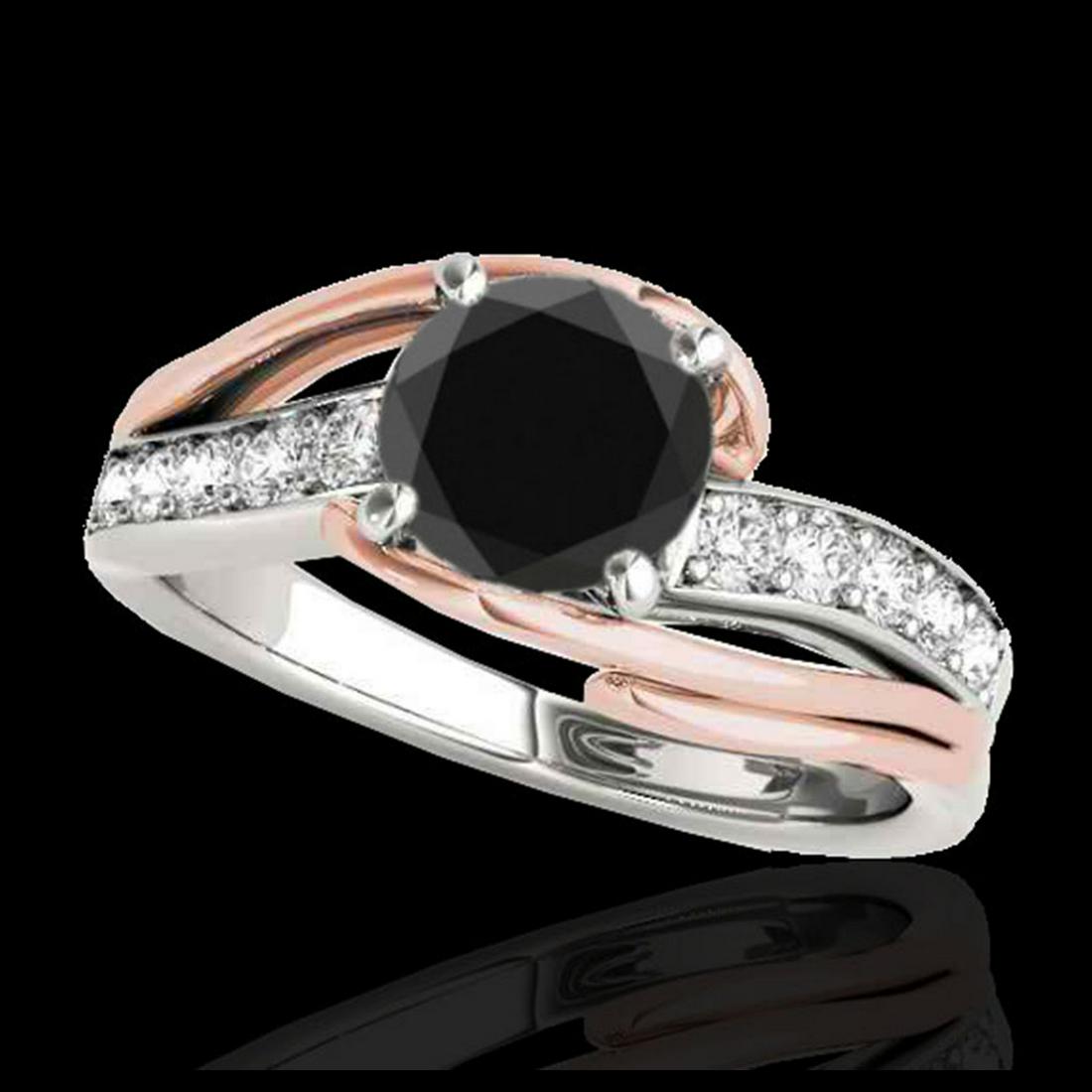 1.50 ctw VS Black Diamond Bypass Solitaire Ring 10K: REF-54X3R - SKU:35126 ---- 1.50 ctw VS Black Diamond Bypass Solitaire Ring 10K White & Rose Gold Designer Brand Luxury Jewelry, made in the USA Suggested Retail Price: $4,400 Factory offers perfect fa