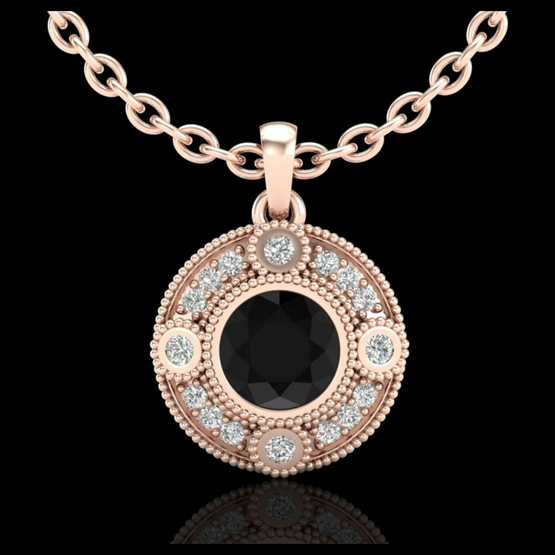 1.01 ctw Fancy Black Diamond Art Deco Stud Necklace 18K: REF-69N3A - SKU:37703 ---- 1.01 ctw Fancy Black Diamond Art Deco Stud Necklace 18K Rose Gold Designer Brand Luxury Jewelry, made in the USA Suggested Retail Price: $4,550 Factory offers perfect factor