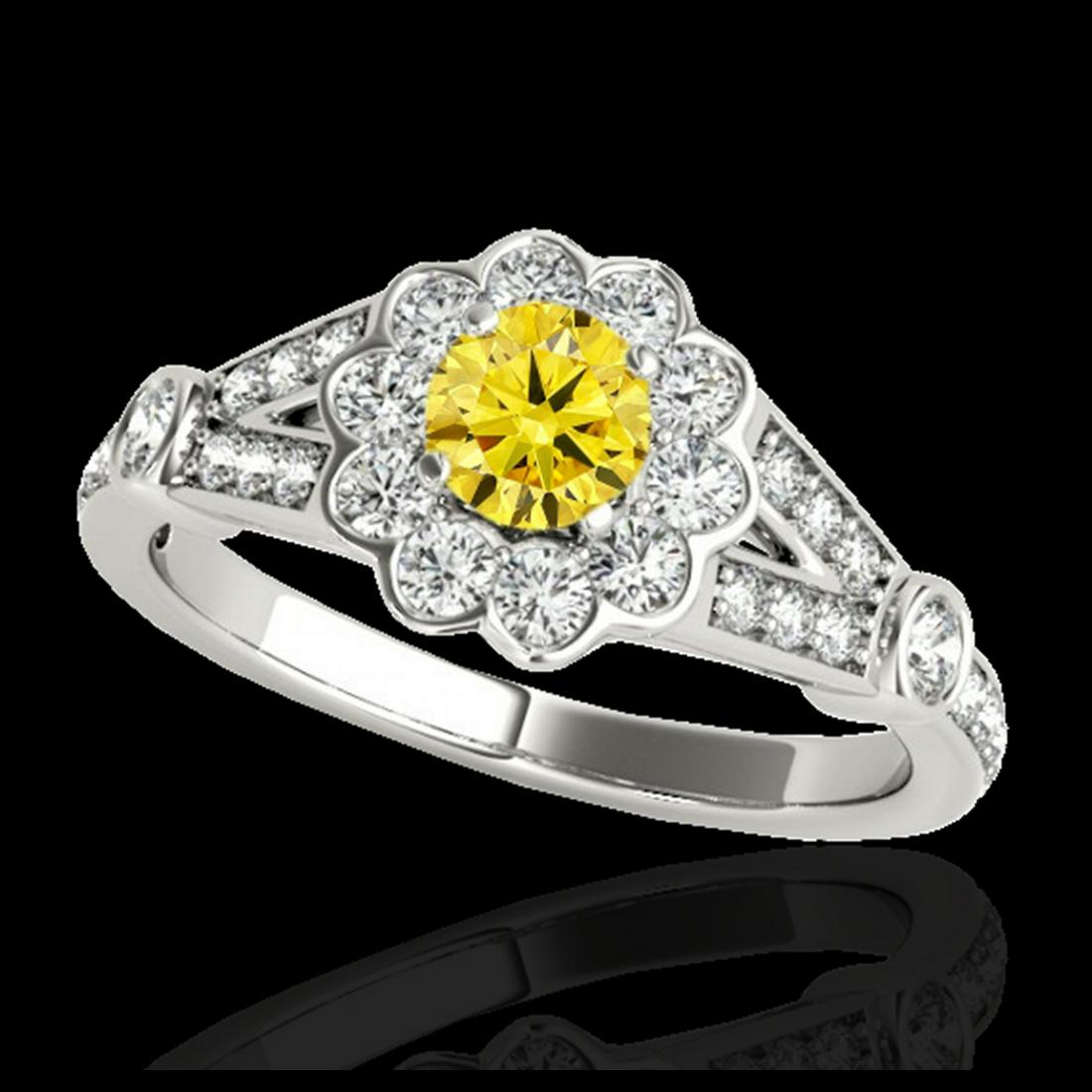 1.65 ctw SI/I Fancy Intense Yellow Diamond Ring 10K: REF-135F2N - SKU:34037 ---- 1.65 ctw SI/I Fancy Intense Yellow Diamond Ring 10K White Gold Designer Brand Luxury Jewelry, made in the USA Suggested Retail Price: $11,900 Factory offers perfect factory