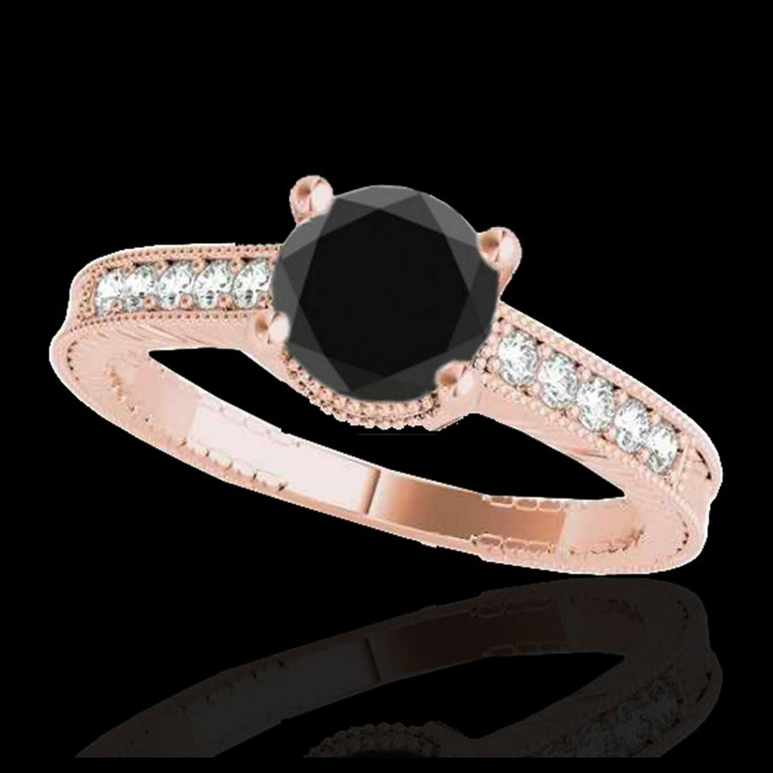1.20 ctw VS Black Diamond Solitaire Ring 10K Rose Gold: REF-40M3F - SKU:34751 ---- 1.20 ctw VS Black Diamond Solitaire Ring 10K Rose Gold Designer Brand Luxury Jewelry, made in the USA Suggested Retail Price: $3,250 Factory offers perfect factory sizing, f
