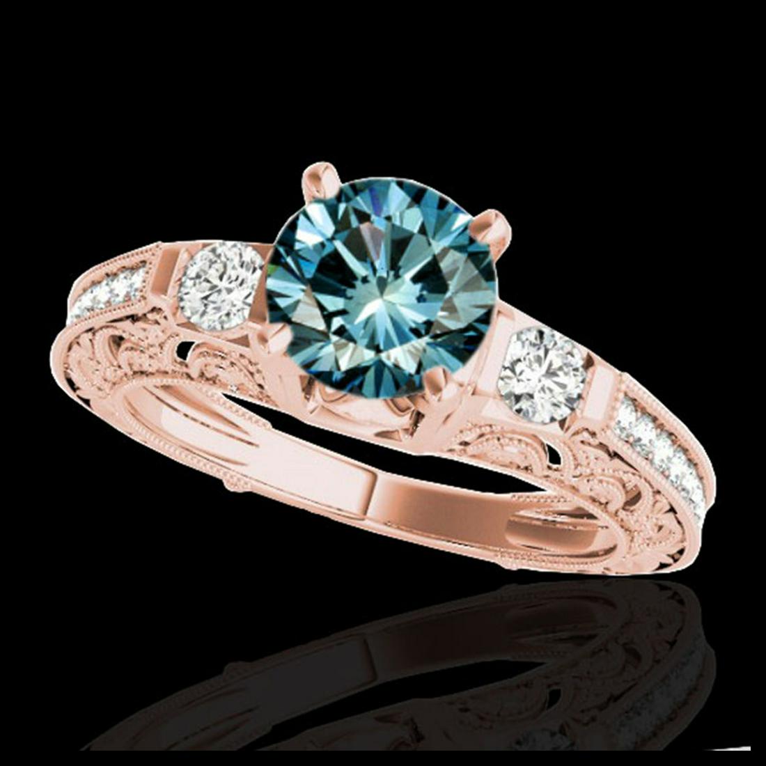 1.63 ctw SI Blue Diamond Solitaire Ring 10K Rose Gold -: REF-163H6M - SKU:34654 ---- 1.63 ctw SI Blue Diamond Solitaire Ring 10K Rose Gold Designer Brand Luxury Jewelry, made in the USA Suggested Retail Price: $14,400 Factory offers perfect factory sizing, 
