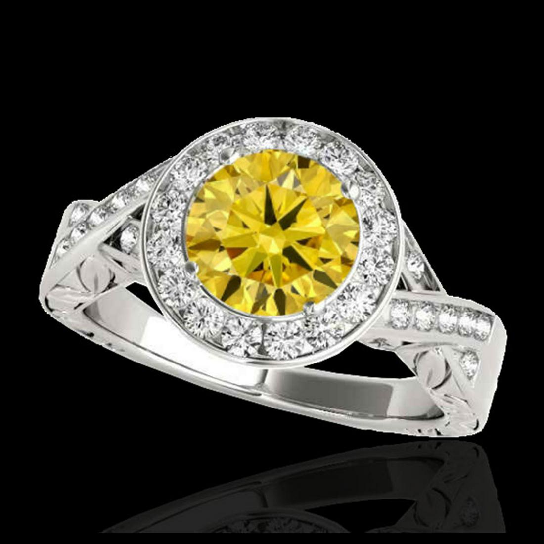 1.75 ctw SI/I Fancy Intense Yellow Diamond Ring 10K: REF-259Y3X - SKU:34529 ---- 1.75 ctw SI/I Fancy Intense Yellow Diamond Ring 10K White Gold Designer Brand Luxury Jewelry, made in the USA Suggested Retail Price: $20,900 Factory offers perfect factory