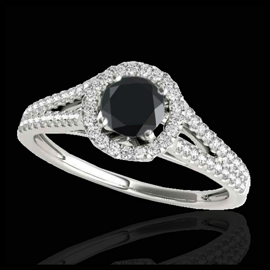 1.30 ctw VS Black Diamond Solitaire Halo Ring 10K White: REF-48W7H - SKU:33885 ---- 1.30 ctw VS Black Diamond Solitaire Halo Ring 10K White Gold Designer Brand Luxury Jewelry, made in the USA Suggested Retail Price: $3,950 Factory offers perfect factory siz