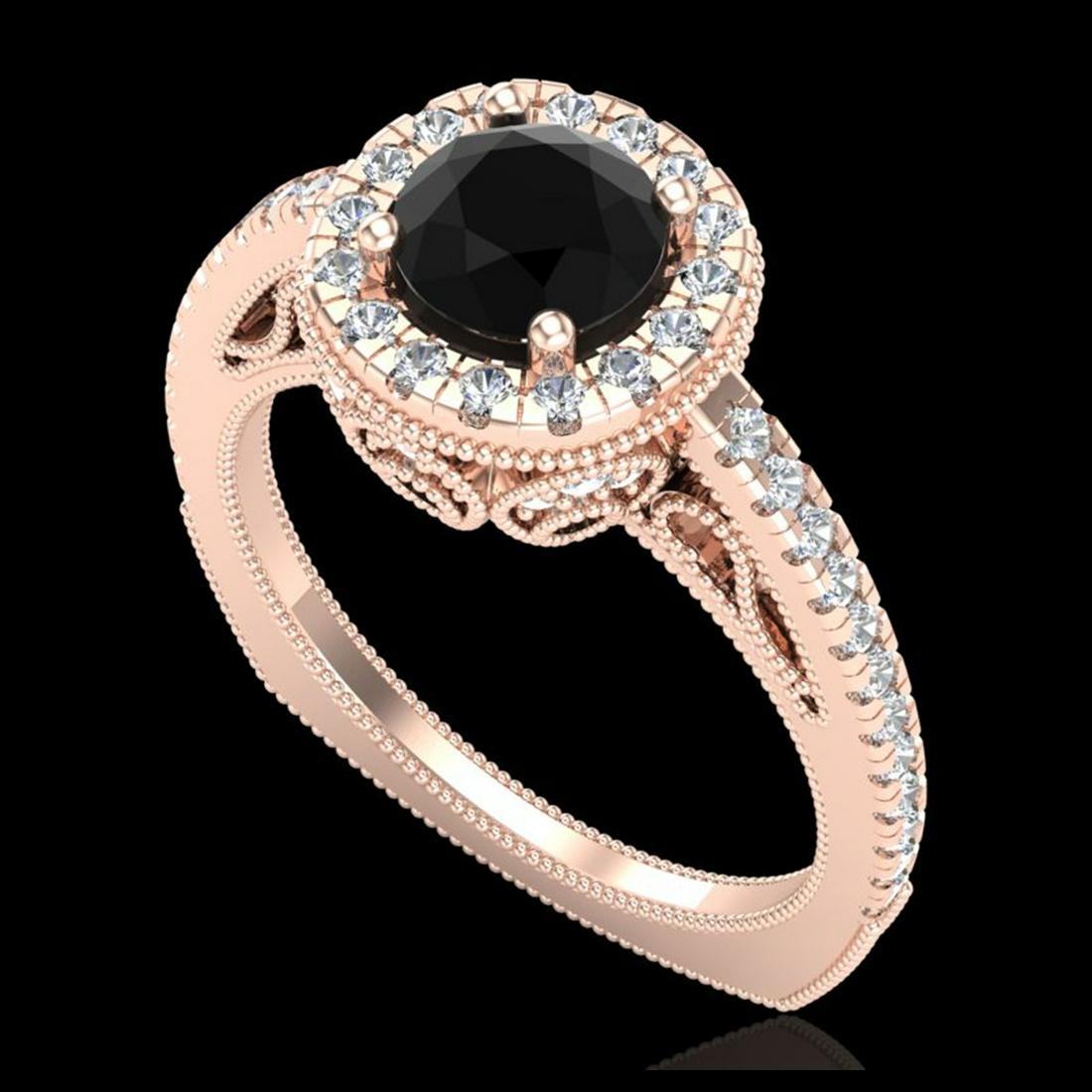 1.55 ctw Fancy Black Diamond Art Deco Ring 18K Rose: REF-136H4M - SKU:37983 ---- 1.55 ctw Fancy Black Diamond Art Deco Ring 18K Rose Gold Designer Brand Luxury Jewelry, made in the USA Suggested Retail Price: $8,250 Factory offers perfect factory sizing