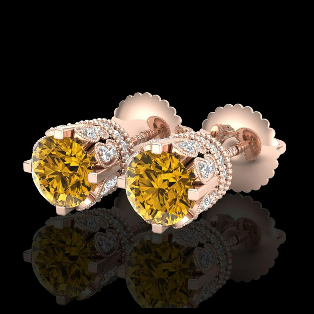 3 ctw Intense Fancy Yellow Diamond Art Deco Earrings: REF-349K3W - SKU:37365 ---- 3 ctw Intense Fancy Yellow Diamond Art Deco Earrings 18K Rose Gold Designer Brand Luxury Jewelry, made in the USA Suggested Retail Price: $21,100 Factory offers perfect fac