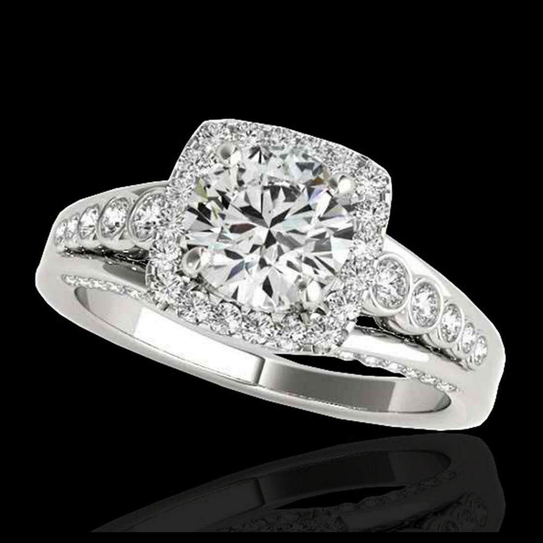 2 ctw H-SI/I Diamond Solitaire Halo Ring 10K White Gold: REF-231R8K - SKU:34319 ---- 2 ctw H-SI/I Diamond Solitaire Halo Ring 10K White Gold Designer Brand Luxury Jewelry, made in the USA Suggested Retail Price: $18,700 Factory offers perfect factory sizing