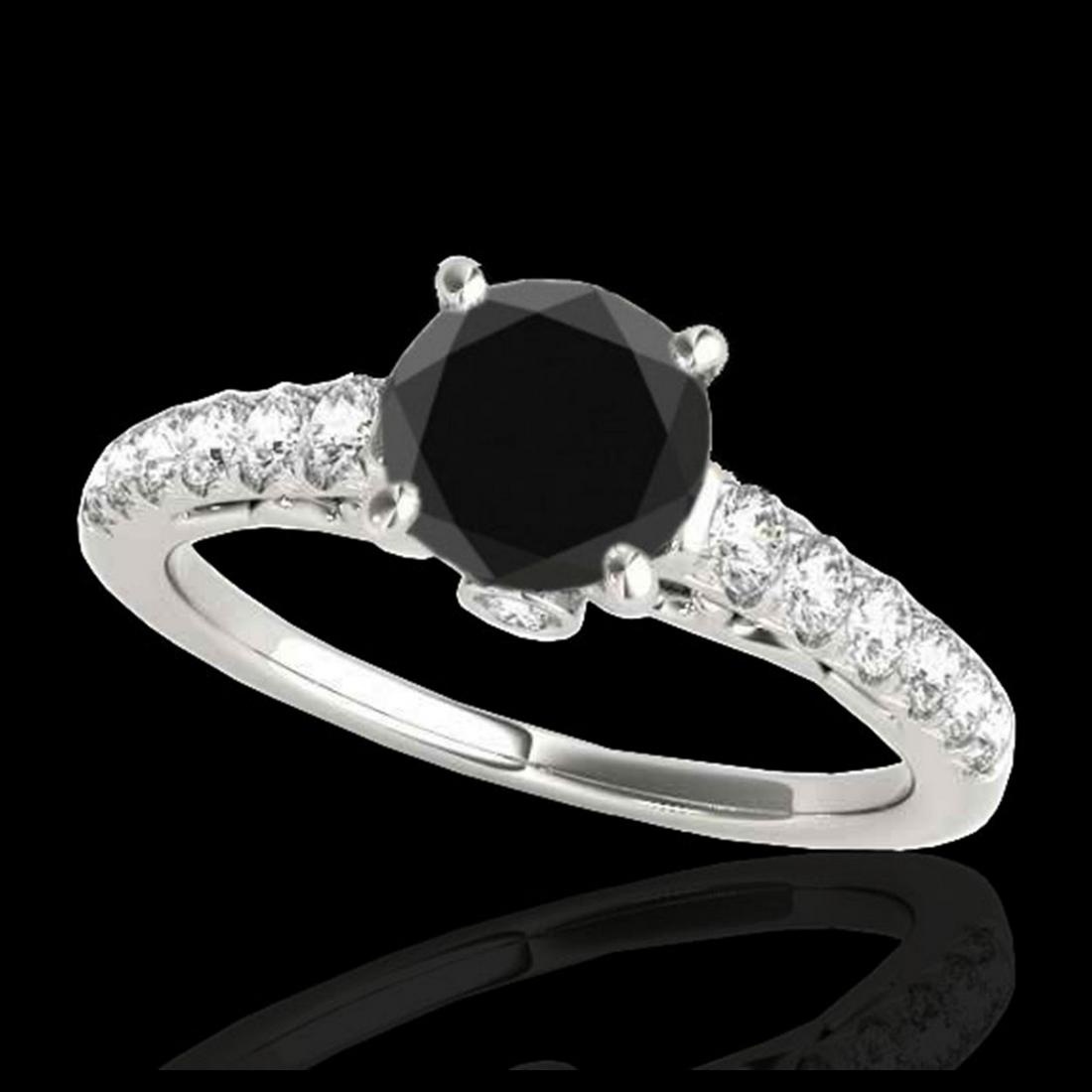 1.50 ctw VS Black Diamond Solitaire Ring 10K White Gold: REF-61F4N - SKU:34989 ---- 1.50 ctw VS Black Diamond Solitaire Ring 10K White Gold Designer Brand Luxury Jewelry, made in the USA Suggested Retail Price: $4,950 Factory offers perfect factory sizing, 