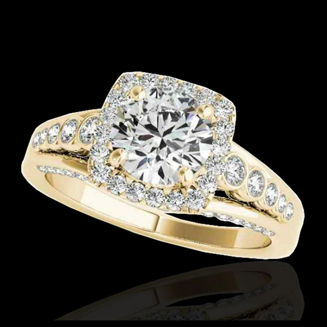 2 ctw H-SI/I Diamond Solitaire Halo Ring 10K Yellow: REF-231W8H - SKU:34321 ---- 2 ctw H-SI/I Diamond Solitaire Halo Ring 10K Yellow Gold Designer Brand Luxury Jewelry, made in the USA Suggested Retail Price: $18,700 Factory offers perfect factory sizin