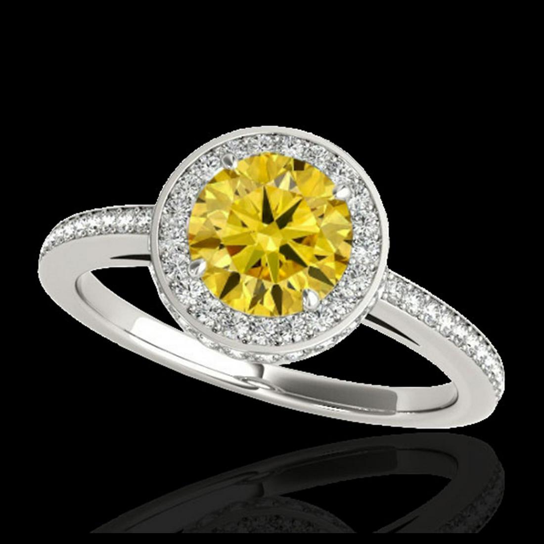 1.55 ctw SI/I Fancy Intense Yellow Diamond Ring 10K: REF-197N7A - SKU:34281 ---- 1.55 ctw SI/I Fancy Intense Yellow Diamond Ring 10K White Gold Designer Brand Luxury Jewelry, made in the USA Suggested Retail Price: $17,400 Factory offers perfect factory