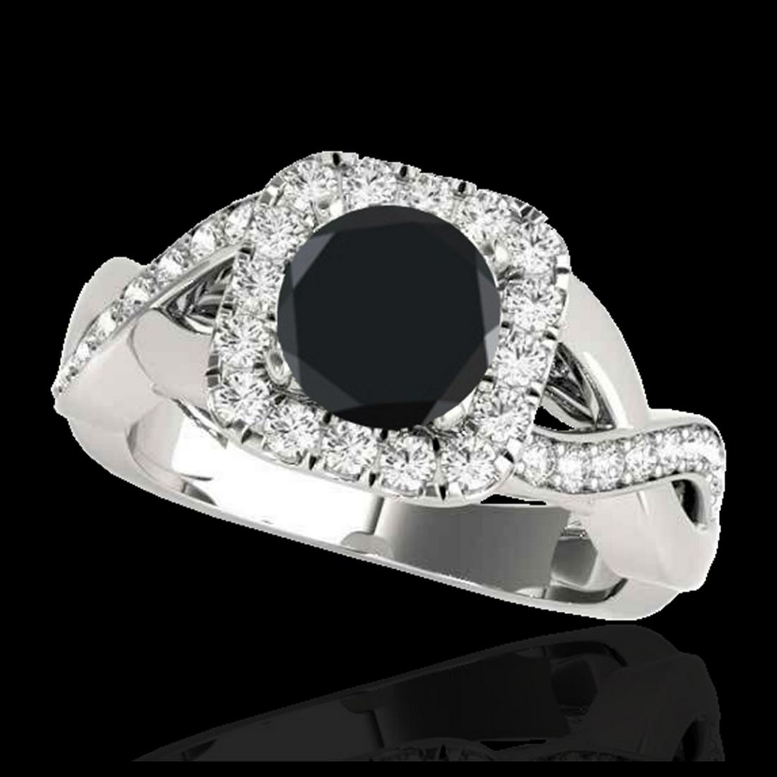1.65 ctw VS Black Diamond Solitaire Halo Ring 10K White: REF-60H5M - SKU:33310 ---- 1.65 ctw VS Black Diamond Solitaire Halo Ring 10K White Gold Designer Brand Luxury Jewelry, made in the USA Suggested Retail Price: $4,900 Factory offers perfect factory siz