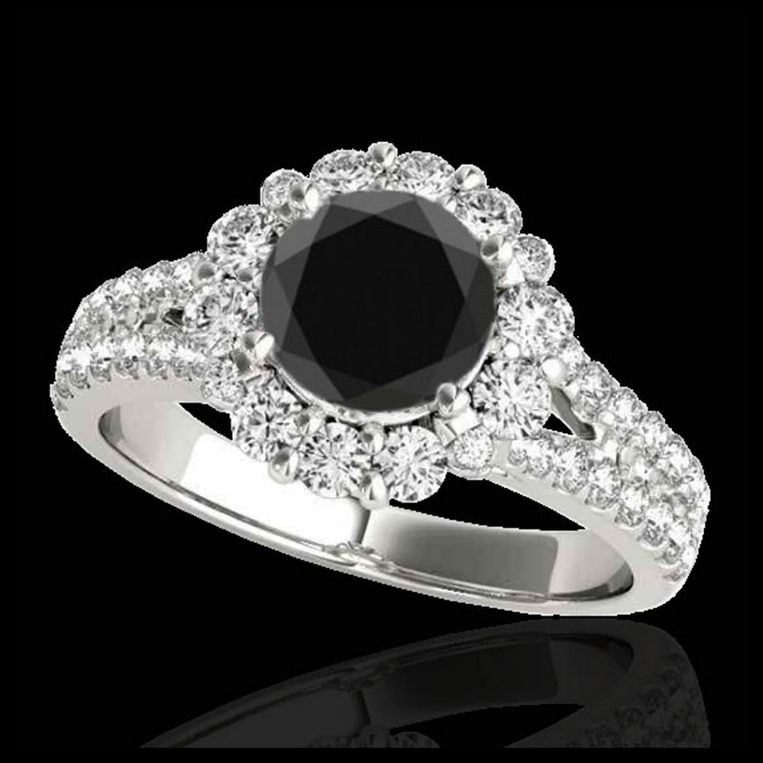 2.51 ctw VS Black Diamond Solitaire Halo Ring 10K White: REF-92K7W - SKU:33943 ---- 2.51 ctw VS Black Diamond Solitaire Halo Ring 10K White Gold Designer Brand Luxury Jewelry, made in the USA Suggested Retail Price: $8,150 Factory offers perfect factory siz
