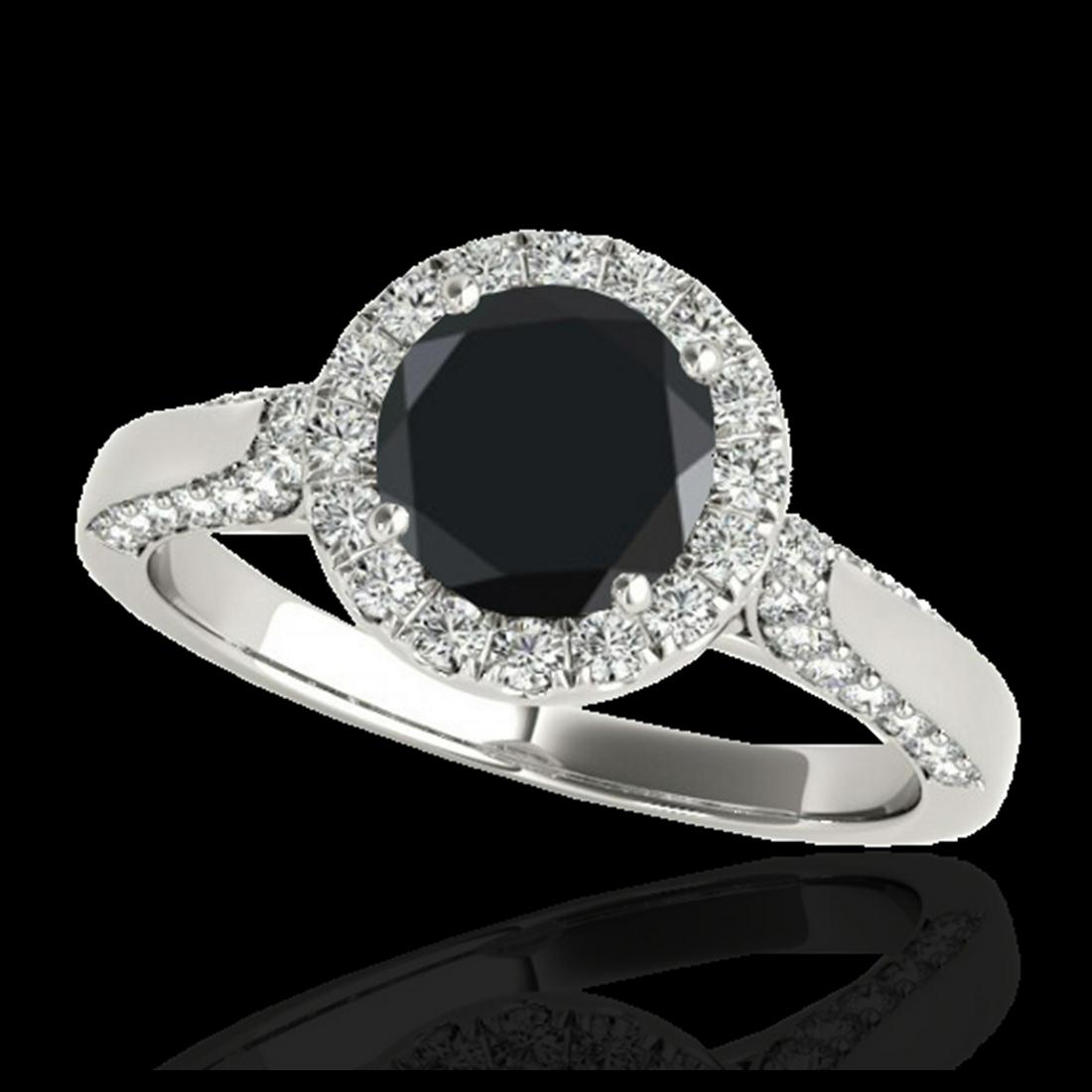1.50 ctw VS Black Diamond Solitaire Halo Ring 10K White: REF-55M3F - SKU:33565 ---- 1.50 ctw VS Black Diamond Solitaire Halo Ring 10K White Gold Designer Brand Luxury Jewelry, made in the USA Suggested Retail Price: $4,450 Factory offers perfect factory siz