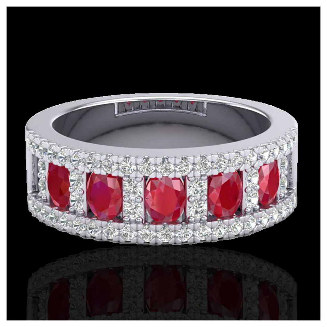 2.34 ctw Ruby & VS/SI Diamond Ring 10K White Gold -: REF-70W9H - SKU:20826 ---- 2.34 ctw Ruby & VS/SI Diamond Ring 10K White Gold Designer Brand Luxury Jewelry, made in the USA Suggested Retail Price: $5,050 Factory offers perfect factory sizing, for