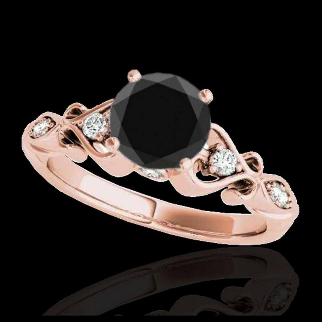 1.15 ctw VS Black Diamond Solitaire Ring 10K Rose Gold: REF-39N2A - SKU:34814 ---- 1.15 ctw VS Black Diamond Solitaire Ring 10K Rose Gold Designer Brand Luxury Jewelry, made in the USA Suggested Retail Price: $3,150 Factory offers perfect factory sizing, f