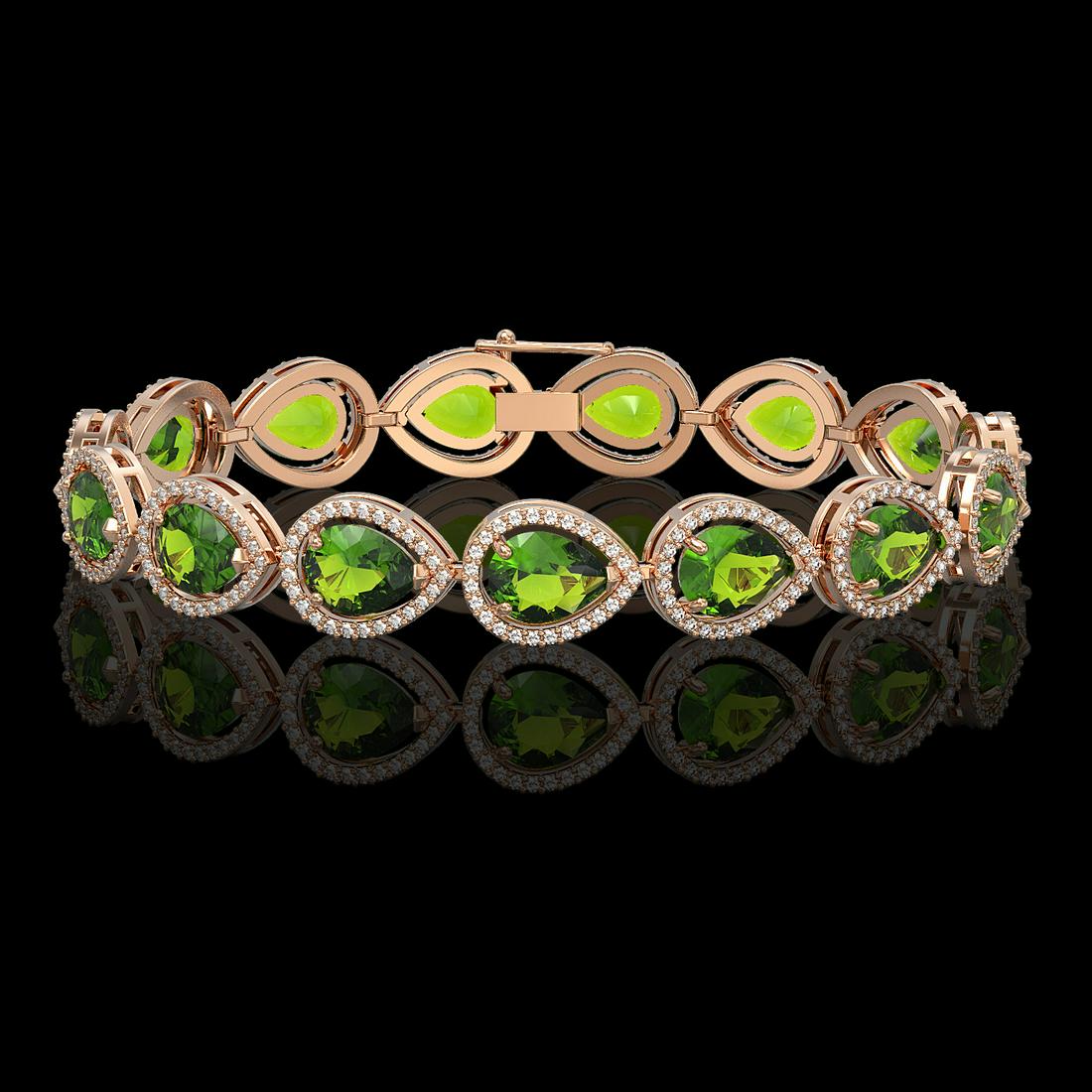 15.8 ctw Peridot & Diamond Micro Pave Halo Bracelet 10K: REF-316W7K - SKU: 41262 ---- 15.8 ctw Peridot & Diamond Micro Pave Halo Bracelet 10K Rose Gold Designer Brand Luxury Jewelry, made in the USA Suggested Retail Price: $17,400 Factory offers perfect fac