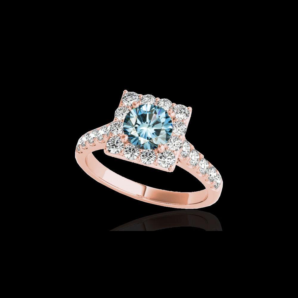 2.5 ctw SI Certified Fancy Blue Diamond Solitaire Halo: REF-218F2M - SKU: 34147 ---- 2.5 ctw SI Certified Fancy Blue Diamond Solitaire Halo Ring 10K Rose Gold Designer Brand Luxury Jewelry, made in the USA Suggested Retail Price: $19,200 Factory offers per