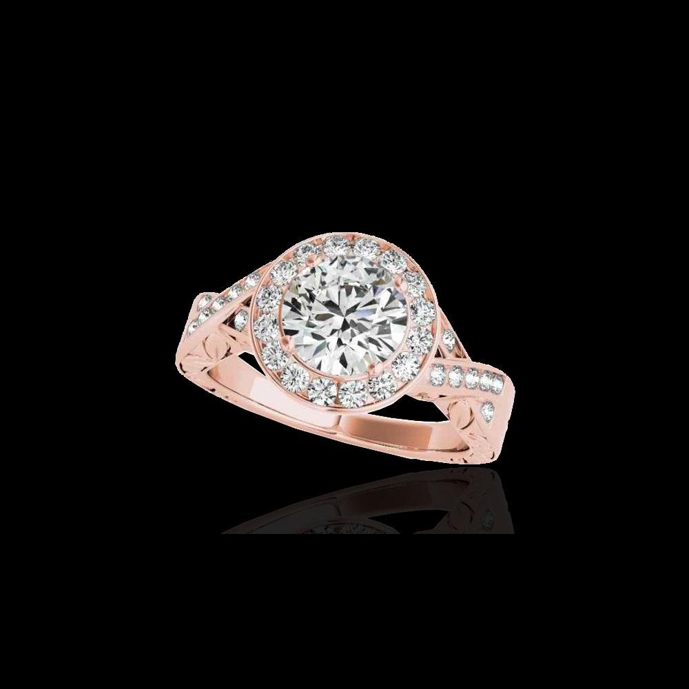 1.75 ctw Certified Diamond Solitaire Halo Ring 10K Rose: REF-354A5N - SKU: 34523 ---- 1.75 ctw Certified Diamond Solitaire Halo Ring 10K Rose Gold Designer Brand Luxury Jewelry, made in the USA Suggested Retail Price: $26,000 Factory offers perfect factory 