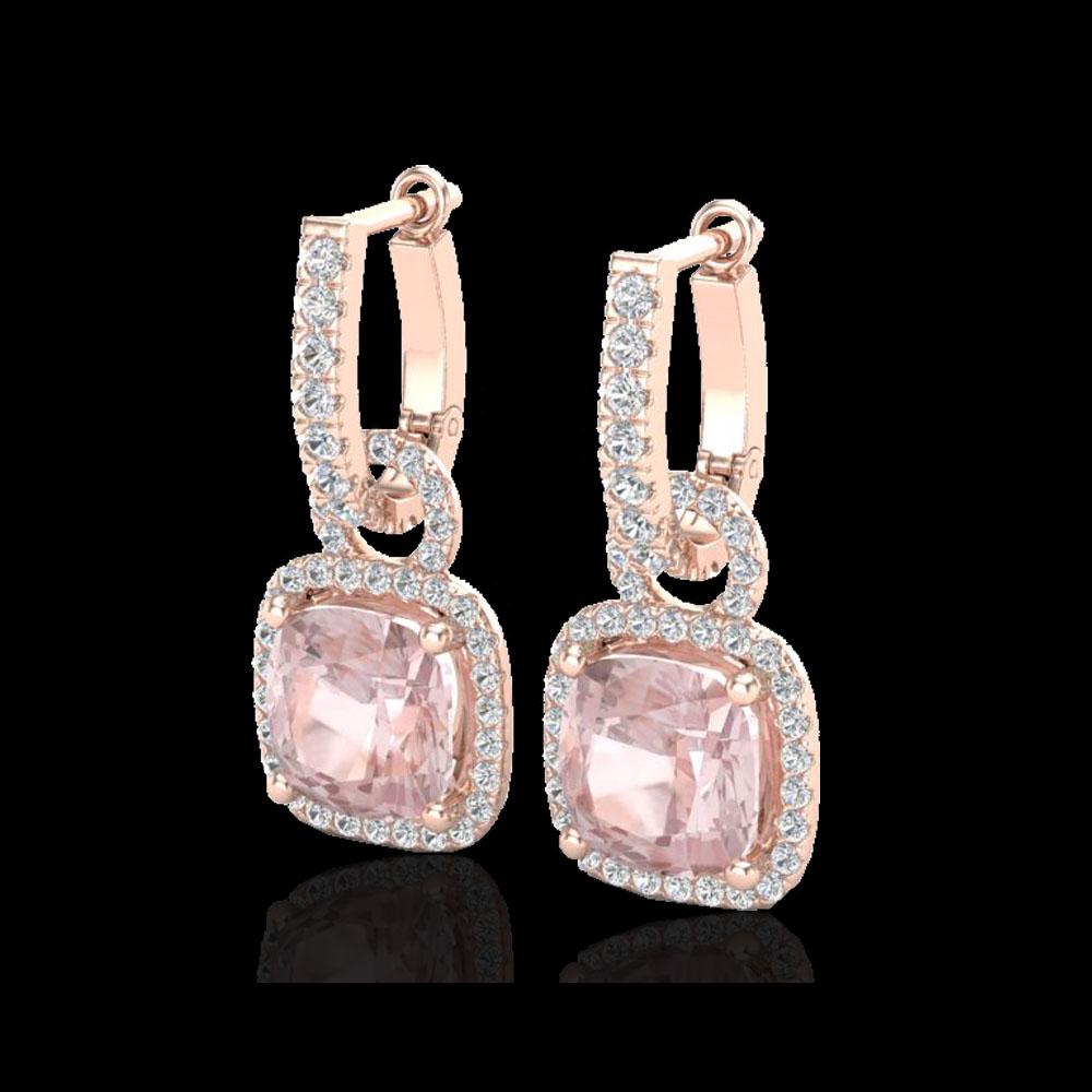 5.50 ctw Morganite & Micro Pave VS/SI Diamond Earrings: REF-152F7M - SKU: 22967 ---- 5.50 ctw Morganite & Micro Pave VS/SI Diamond Earrings 14K Rose Gold Designer Brand Luxury Jewelry, made in the USA Suggested Retail Price: $10,900 Factory offers perfect 