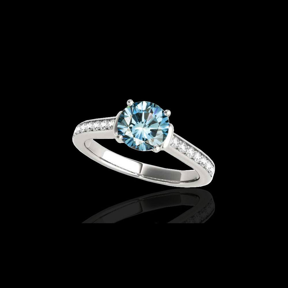 1.5 ctw SI Certified Fancy Blue Diamond Solitaire Ring: REF-130W9K - SKU: 34930 ---- 1.5 ctw SI Certified Fancy Blue Diamond Solitaire Ring 10K White Gold Designer Brand Luxury Jewelry, made in the USA Suggested Retail Price: $10,550 Factory offers perfect