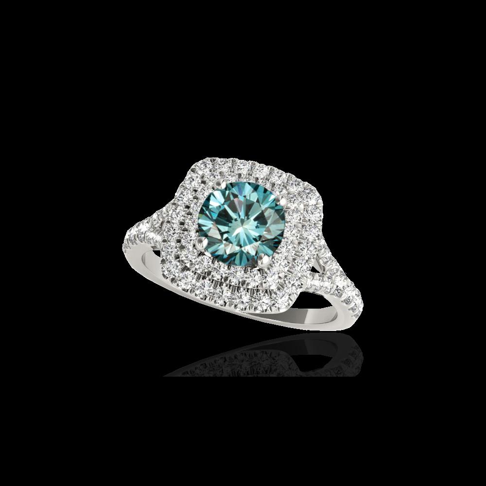 1.6 ctw SI Certified Fancy Blue Diamond Solitaire Halo: REF-135X2Y - SKU: 33362 ---- 1.6 ctw SI Certified Fancy Blue Diamond Solitaire Halo Ring 10K White Gold Designer Brand Luxury Jewelry, made in the USA Suggested Retail Price: $10,900 Factory offers pe