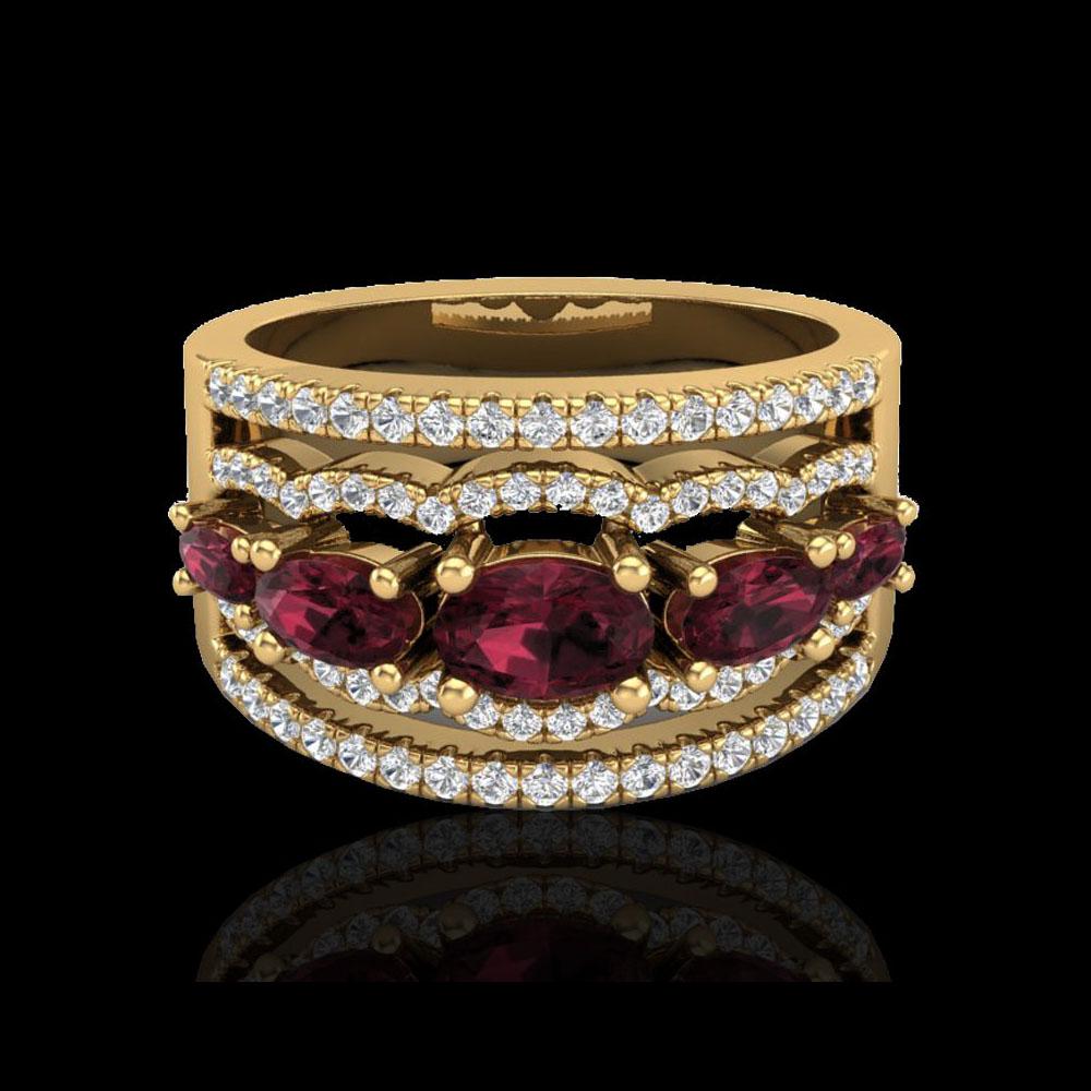 2.25 ctw Garnet & Micro Pave VS/SI Diamond Designer: REF-81H8W - SKU: 21039 ---- 2.25 ctw Garnet & Micro Pave VS/SI Diamond Designer Ring 10K Yellow Gold Designer Brand Luxury Jewelry, made in the USA Suggested Retail Price: $5,400 Factory offers perfec
