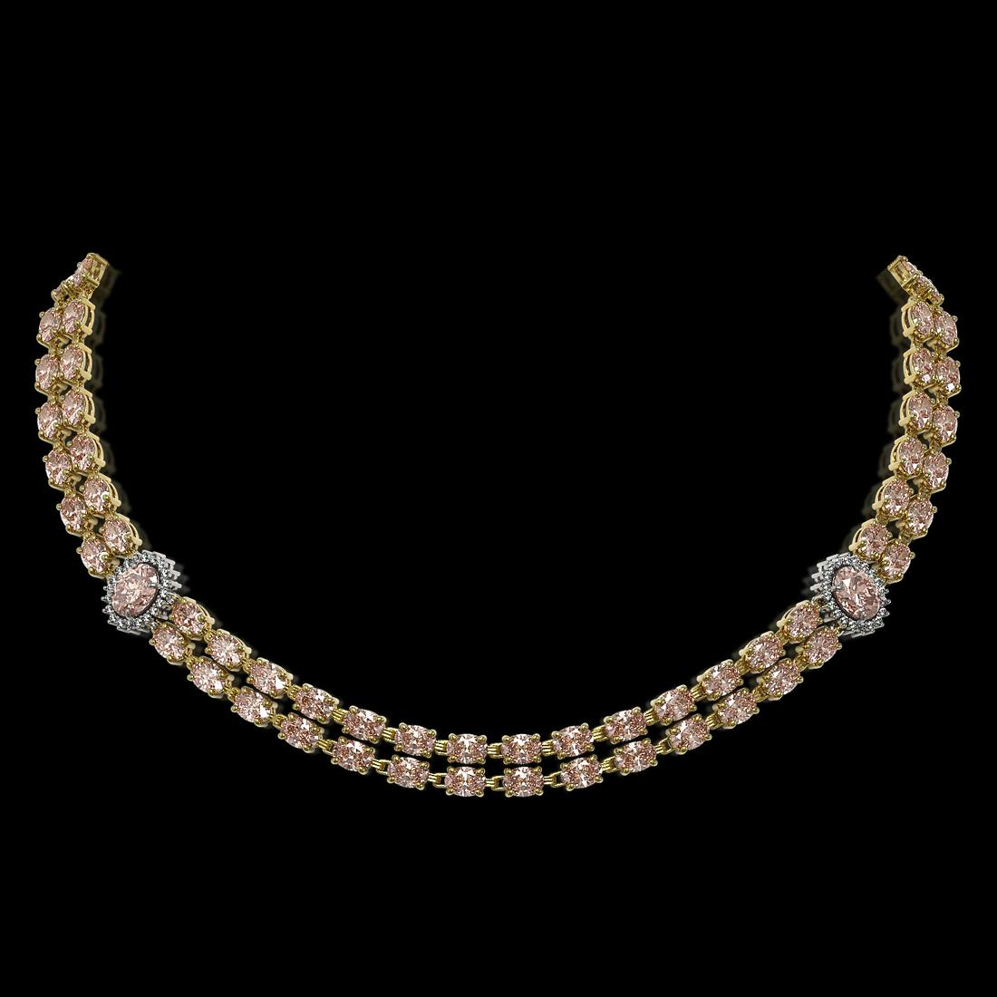 36.2 ctw Morganite & Diamond Necklace 14K Yellow Gold -: REF-527K3R - SKU: 44182 ---- 36.2 ctw Morganite & Diamond Necklace 14K Yellow Gold Designer Brand Luxury Jewelry, made in the USA Suggested Retail Price: $29,000 Factory offers perfect factory sizing,