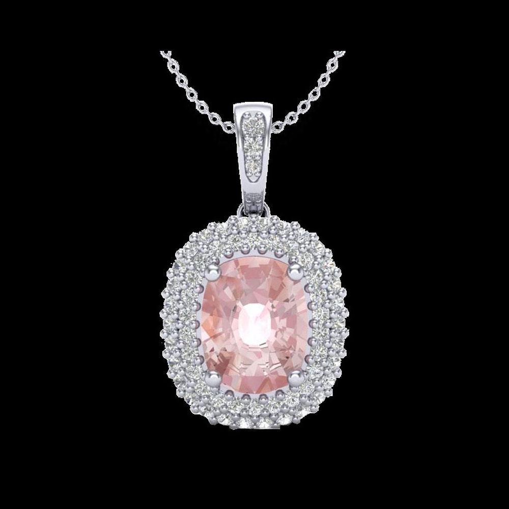2.75 ctw Morganite & Micro Pave VS/SI Diamond Necklace: REF-107V3A - SKU: 20416 ---- 2.75 ctw Morganite & Micro Pave VS/SI Diamond Necklace 18K White Gold Designer Brand Luxury Jewelry, made in the USA Suggested Retail Price: $7,650 Factory offers perfect 