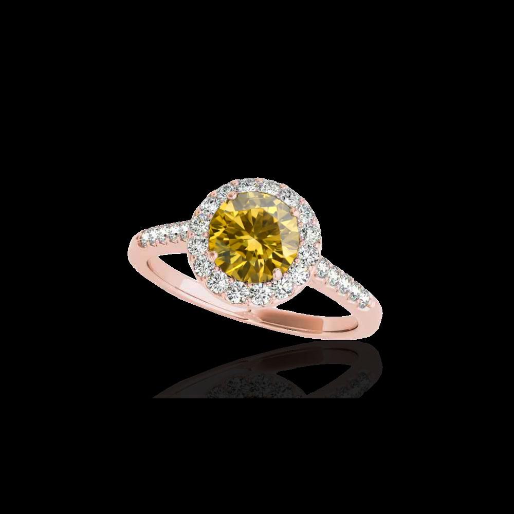2 ctw Certified SI/I Fancy Intense Yellow Diamond Halo: REF-354H5W - SKU: 33498 ---- 2 ctw Certified SI/I Fancy Intense Yellow Diamond Halo Ring 10K Rose Gold Designer Brand Luxury Jewelry, made in the USA Suggested Retail Price: $28,600 Factory offers per
