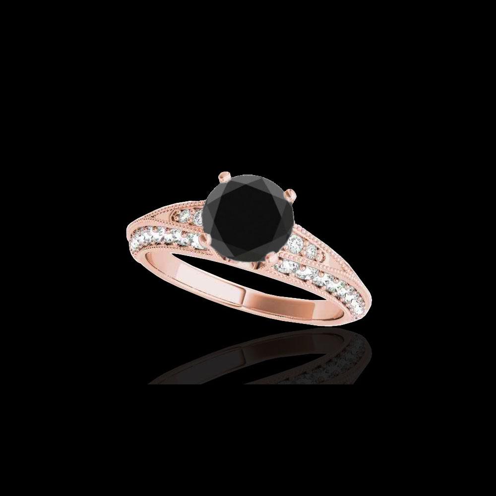 1.58 ctw Certified VS Black Diamond Solitaire Antique: REF-59W4K - SKU: 34625 ---- 1.58 ctw Certified VS Black Diamond Solitaire Antique Ring 10K Rose Gold Designer Brand Luxury Jewelry, made in the USA Suggested Retail Price: $4,800 Factory offers perfec
