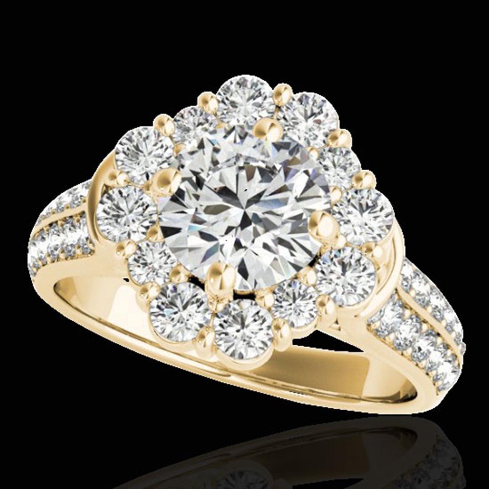 2.81 ctw Certified Diamond Solitaire Halo Ring 10k: REF-307G2W - SKU: 33960 ---- 2.81 ctw Certified Diamond Solitaire Halo Ring 10k Yellow Gold Designer Brand Luxury Jewelry, made in the USA Suggested Retail Price: $22,500 Factory offers perfect factor