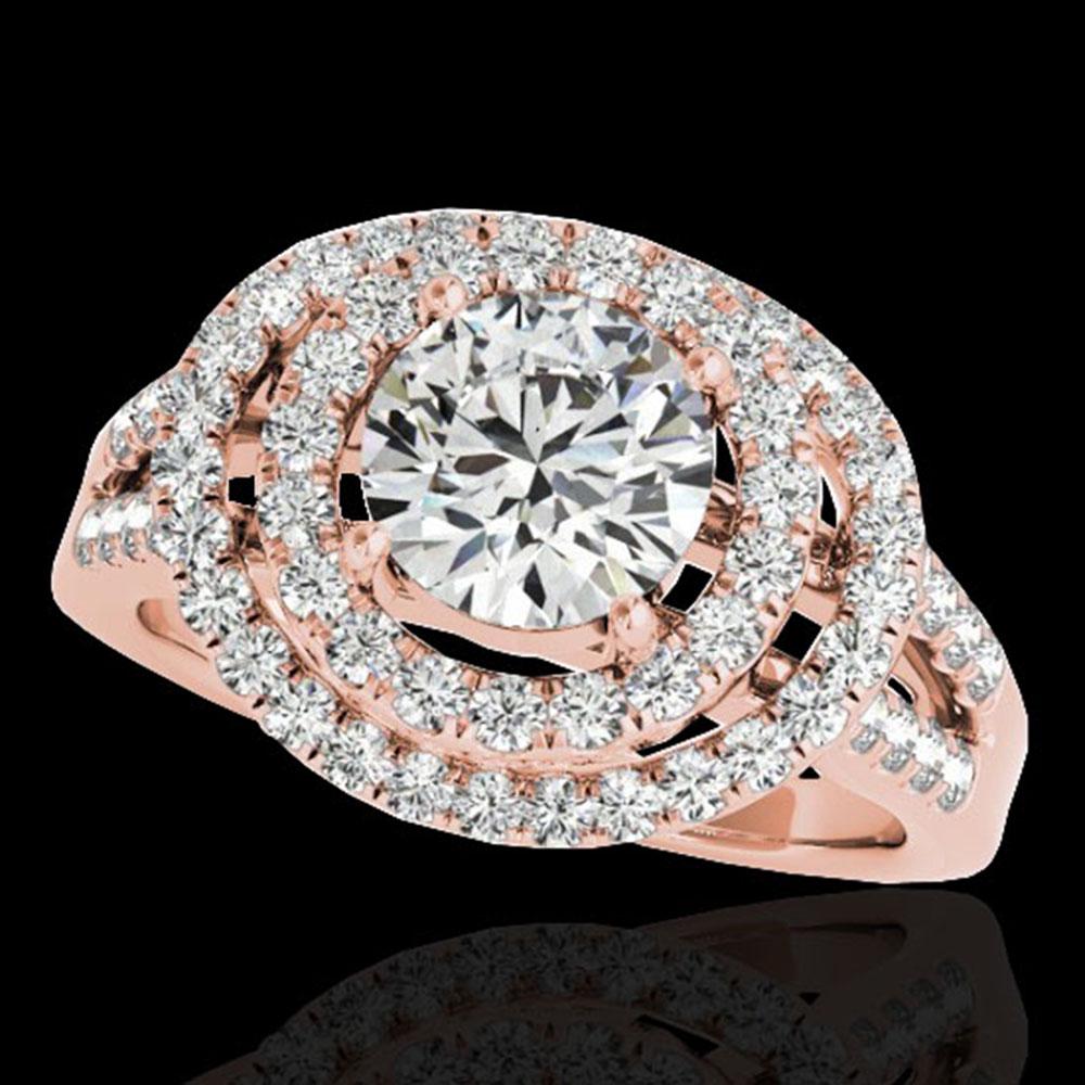 1.75 ctw Certified Diamond Solitaire Halo Ring 10k Rose: REF-211G4W - SKU: 34284 ---- 1.75 ctw Certified Diamond Solitaire Halo Ring 10k Rose Gold Designer Brand Luxury Jewelry, made in the USA Suggested Retail Price: $15,500 Factory offers perfect factory 