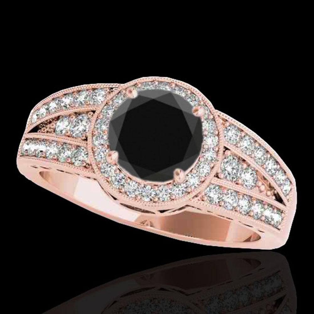 1.5 ctw Certified VS Black Diamond Solitaire Halo Ring: REF-57G8W - SKU: 34073 ---- 1.5 ctw Certified VS Black Diamond Solitaire Halo Ring 10k Rose Gold Designer Brand Luxury Jewelry, made in the USA Suggested Retail Price: $4,650 Factory offers perfect fa