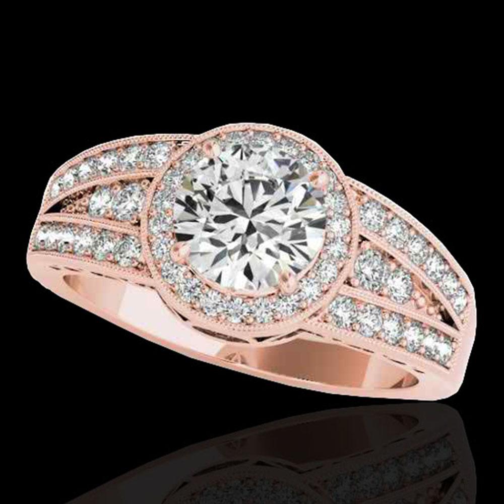 1.5 ctw Certified Diamond Solitaire Halo Ring 10k Rose: REF-211G4W - SKU: 34070 ---- 1.5 ctw Certified Diamond Solitaire Halo Ring 10k Rose Gold Designer Brand Luxury Jewelry, made in the USA Suggested Retail Price: $15,500 Factory offers perfect factory s