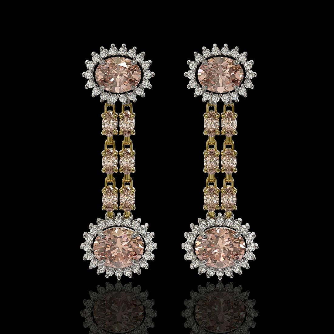 8.35 ctw Morganite & Diamond Earrings 14K Yellow Gold -: REF-227R3K - SKU: 44296 ---- 8.35 ctw Morganite & Diamond Earrings 14K Yellow Gold Designer Brand Luxury Jewelry, made in the USA Suggested Retail Price: $12,500 Factory offers perfect factory sizing,