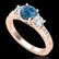 1.41 ctw Intense Blue Diamond Art Deco 3 Stone Ring 18k