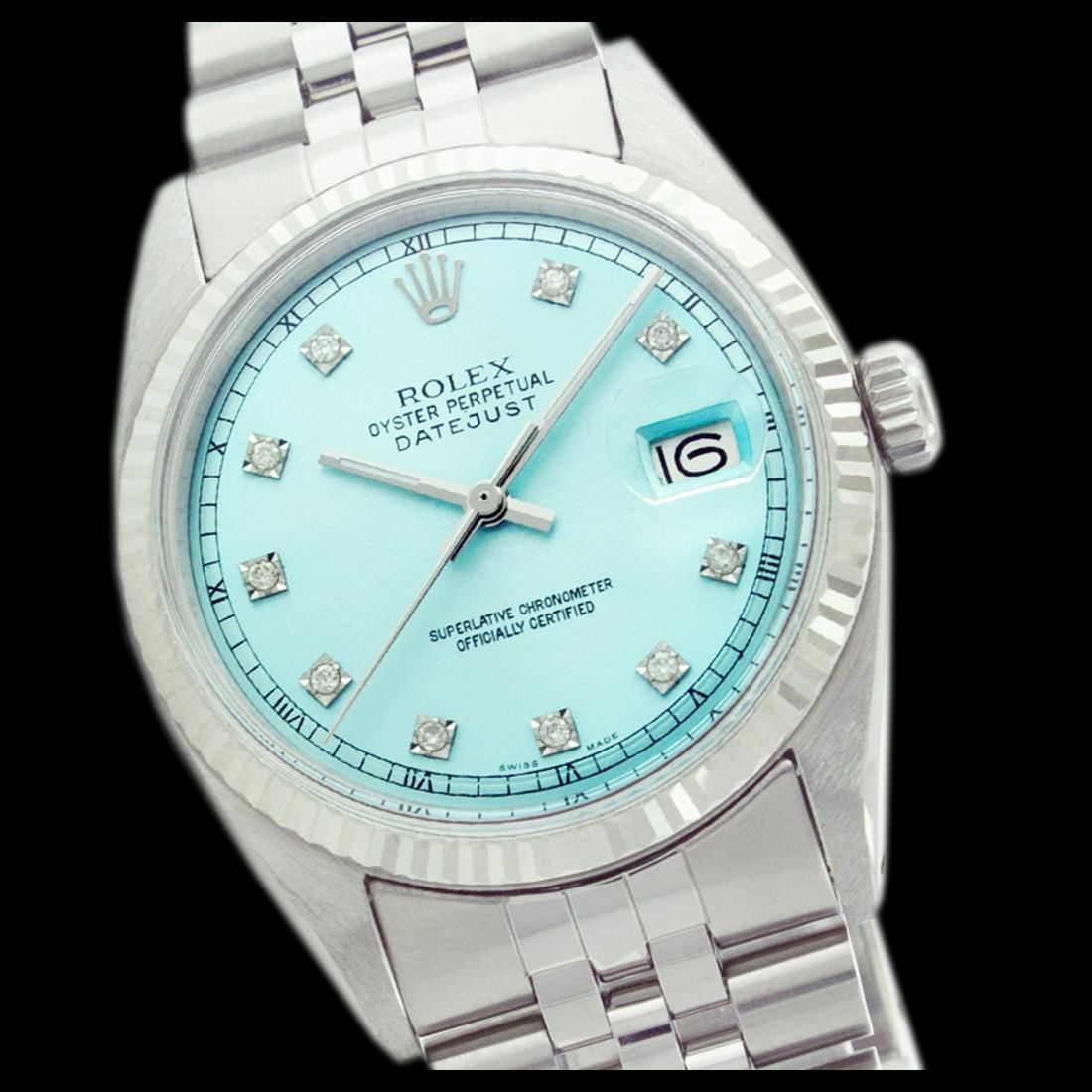 Rolex Men's Stainless Steel, QuickSet, Diamond Dial: REF-461A4N ---- Rolex Men's Stainless Steel, QuickSet, Diamond Dial with Fluted BezelThis watch is in Excellent Condition.Newly serviced & Polished to Factory specifications. Prepetual, Self-Winding m