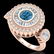 2.62 ctw Intense Blue Diamond Art Deco 3 Stone Ring 18k
