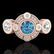 1.51 ctw Intense Blue Diamond Art Deco 3 Stone Ring 18k - 2