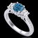 1.67 ctw Intense Blue Diamond Art Deco 3 Stone Ring 18k