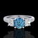 1.67 ctw Intense Blue Diamond Art Deco 3 Stone Ring 18k - 2