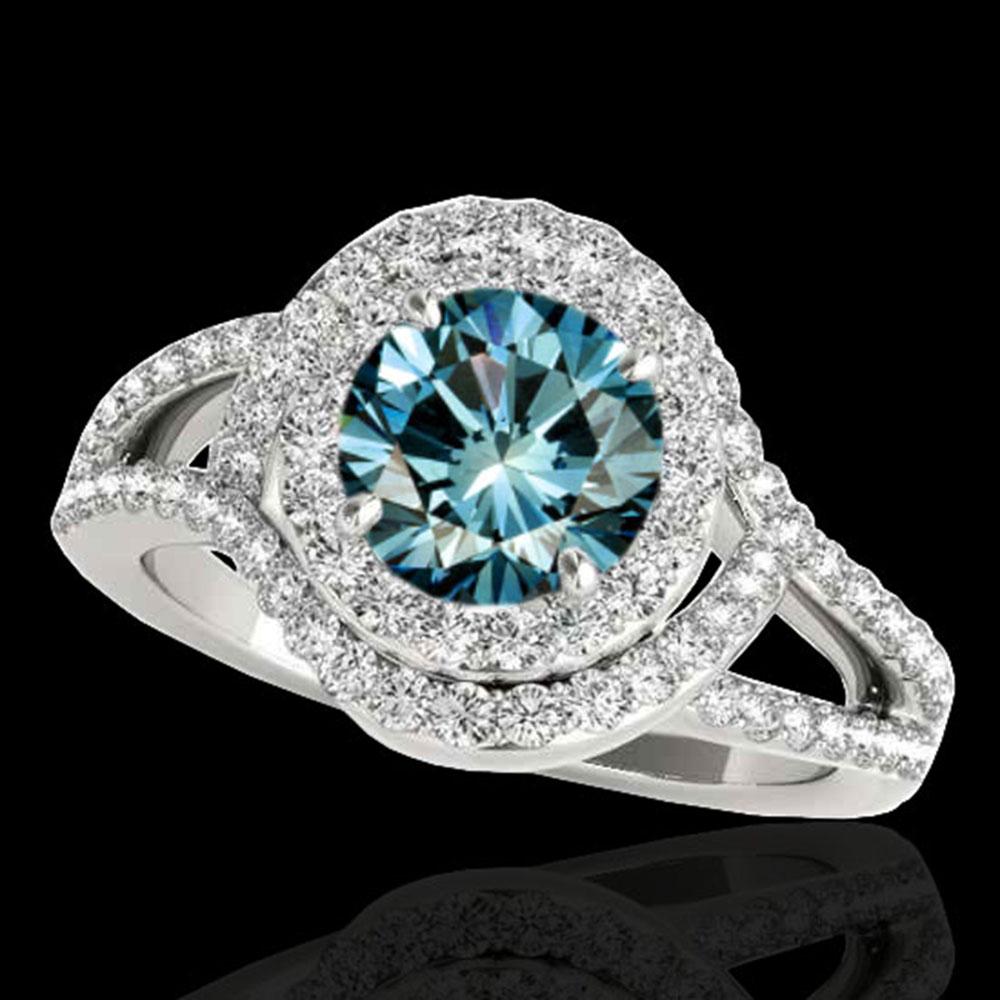1.9 ctw SI Certified Fancy Blue Diamond Solitaire Halo: REF-156Y8X - SKU: 34392 ---- 1.9 ctw SI Certified Fancy Blue Diamond Solitaire Halo Ring 10k White Gold Designer Brand Luxury Jewelry, made in the USA Suggested Retail Price: $13,800 Factory offers pe