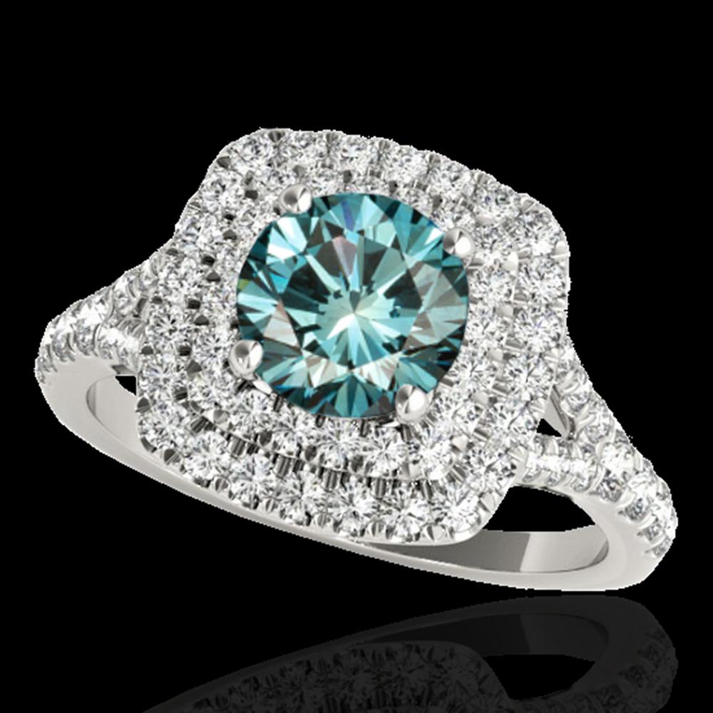 1.6 ctw SI Certified Fancy Blue Diamond Solitaire Halo: REF-135W2H - SKU: 33362 ---- 1.6 ctw SI Certified Fancy Blue Diamond Solitaire Halo Ring 10k White Gold Designer Brand Luxury Jewelry, made in the USA Suggested Retail Price: $10,900 Factory offers pe