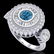 2.62 ctw Intense Blue Diamond Art Deco 3 Stone Ring 18k