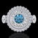 2.62 ctw Intense Blue Diamond Art Deco 3 Stone Ring 18k - 2