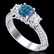 1.81 ctw Intense Blue Diamond Art Deco 3 Stone Ring 18k
