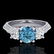 1.81 ctw Intense Blue Diamond Art Deco 3 Stone Ring 18k - 2