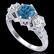 1.66 ctw Intense Blue Diamond Art Deco 3 Stone Ring 18k