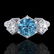 1.66 ctw Intense Blue Diamond Art Deco 3 Stone Ring 18k - 2