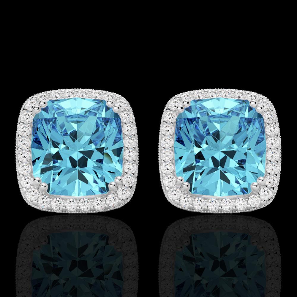 6.50 ctw Sky Blue Topaz & Micro VS/SI Diamond Earrings: REF-75W6H - SKU: 22812 ---- 6.50 ctw Sky Blue Topaz & Micro VS/SI Diamond Earrings 18k White Gold Designer Brand Luxury Jewelry, made in the USA Suggested Retail Price: $5,800 Factory offers perfect f